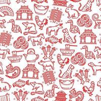 Chinese horoscope animals seamless pattern vector