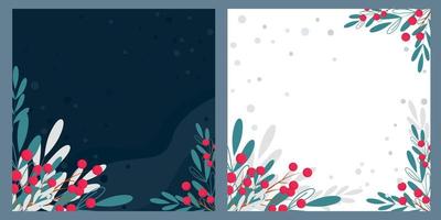 Design backgrounds for social media banner, set of instagram post frame templates, winter cover vector