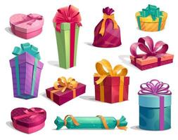 Gift boxes with bows and ribbons holiday icons vector