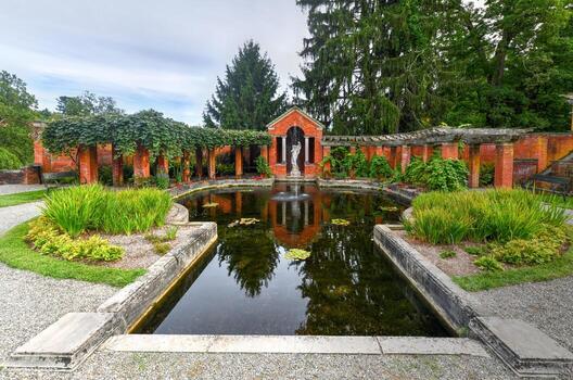 nueva york - 31 de agosto de 2019 - mansión vanderbilt en hyde park, nueva york. Históricamente conocido como Hyde Park, el sitio histórico nacional de la mansión de Vanderbilt es una de las propiedades más antiguas del río Hudson. foto
