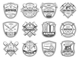 Repair service and work tools icons vector