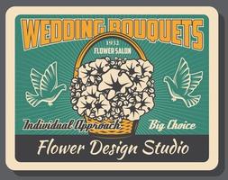 Flower design studio, wedding bouquets salon vector