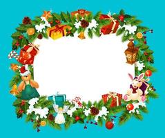 Christmas holiday greeting card frame vector