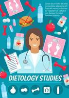 Dietology medical studies, dietician doctor vector