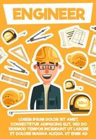 Engineer, architector and tools. Vector