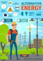 energía ecológica alternativa y energía eléctrica vector