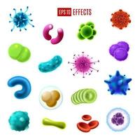 Bacteria cells, germs and viruses. Microorganisms vector