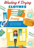 Washing and drying clothes household tips vector