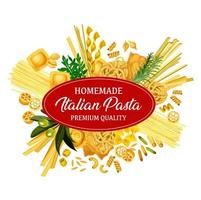 Italian pasta with pastry food and seasonings vector