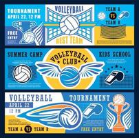 Volleyball sport tournament, vector banners