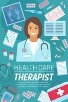 Therapist doctor on poster for therapy or medicine vector