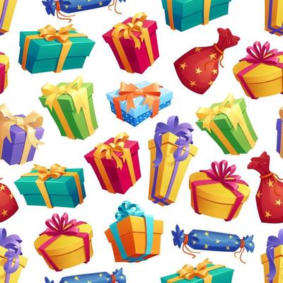 Gifts and presents boxes seamless pattern