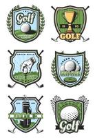 Iconos de vector heráldico de deporte de golf