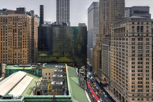 ciudad de nueva york - 25 de octubre de 2019 - vista de los rascacielos a lo largo del horizonte de la ciudad de nueva york durante el día. foto