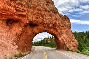 Drive Through Arch along the highway in Utah outside Red Canyon.