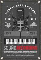 Sound recording retro poster for music industry vector