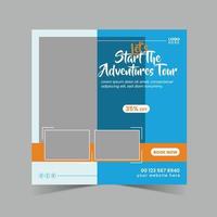 Travel tour instagram post or social media post template vector