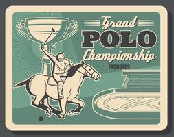 Horserace club, polo championship tournament vector
