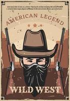 Wild West western bandit and rifle carbine vector