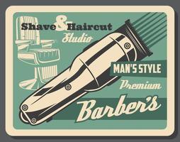 barbería salón de corte de pelo y afeitado de barba vector