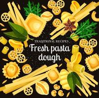 Italian pasta dough and cooking spices vector