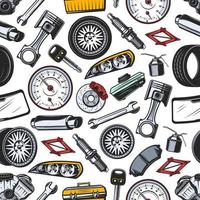 Spare parts of car and auto seamless pattern vector