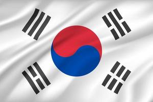 bandera de corea del sur fondo con textura de tela vector