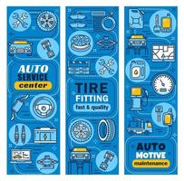 Car and transport auto service center banners vector