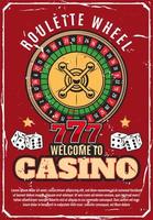 Casino poker wheel roulette gambling game vector