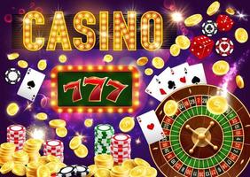 juegos de apuestas y casino, ruleta y póquer vector