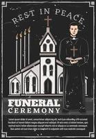 servicio de ceremonia fúnebre, sacerdote de la iglesia vector