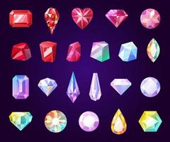 Gemstones, jewel and precious stone icons vector