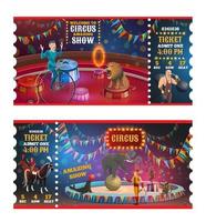 Circus magic show tickets cartoon tickets vector