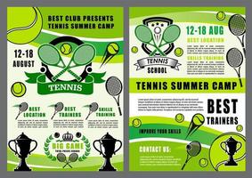 Tennis sport school, camp game tournament vector