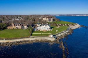 Newport, RI - Nov 29, 2020 -  The Breakers and Cliff Walk aerial view. The Breakers is a Vanderbilt mansion with Italian Renaissance built in 1895 in Bellevue Avenue Historic District in Newport, RI. photo