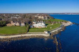 Newport, RI - Nov 29, 2020 -  The Breakers and Cliff Walk aerial view. The Breakers is a Vanderbilt mansion with Italian Renaissance built in 1895 in Bellevue Avenue Historic District in Newport, RI. photo