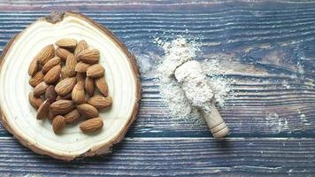 top view of almond nuts on table, almond flour video
