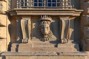 cierra el estuco de león en el palazzo pitti, el antiguo palacio de la familia medici en florencia, italia. foto