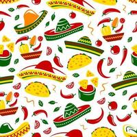 cocina mexicana, comida, y, sombrero, seamless, patrón vector