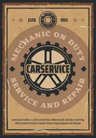 Car repair and mechanic service retro poster vector