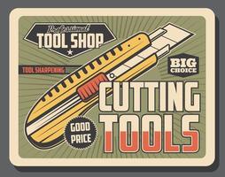 taller de herramientas, cuchillo de papelería. vector