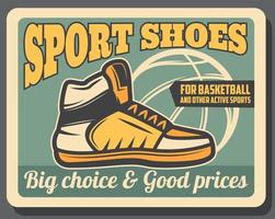 Afiche vectorial de la tienda de zapatos deportivos, zapatillas deportivas vector