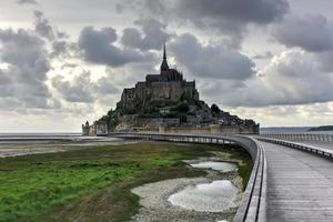 Beautiful Mont Saint-Michel cathedral on the island, Normandy, Northern France, Europe. photo