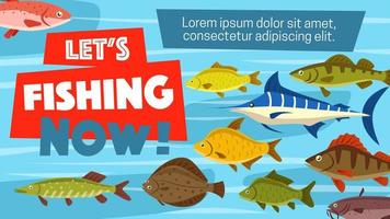 Fishing in sea ocean or lake, fisherman fish catch vector