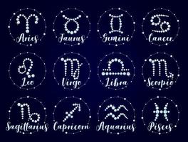 Horoscope and astrology, zodiac signs, brilliants vector