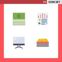 Stock Vector Icon Pack of 4 Line Signs and Symbols for cash monitor data report imac Editable Vector Design Elements