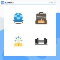 Mobile Interface Flat Icon Set of 4 Pictograms of earth criticism world school person Editable Vector Design Elements