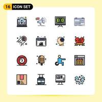 Set of 16 Modern UI Icons Symbols Signs for event calendar promo pay finance Editable Creative Vector Design Elements