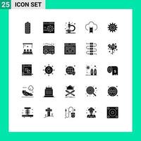 25 User Interface Solid Glyph Pack of modern Signs and Symbols of settings place programming game career Editable Vector Design Elements