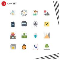 16 iconos creativos signos y símbolos modernos de globos de cartas paquete editable de viajes de camping asiáticos de elementos creativos de diseño de vectores